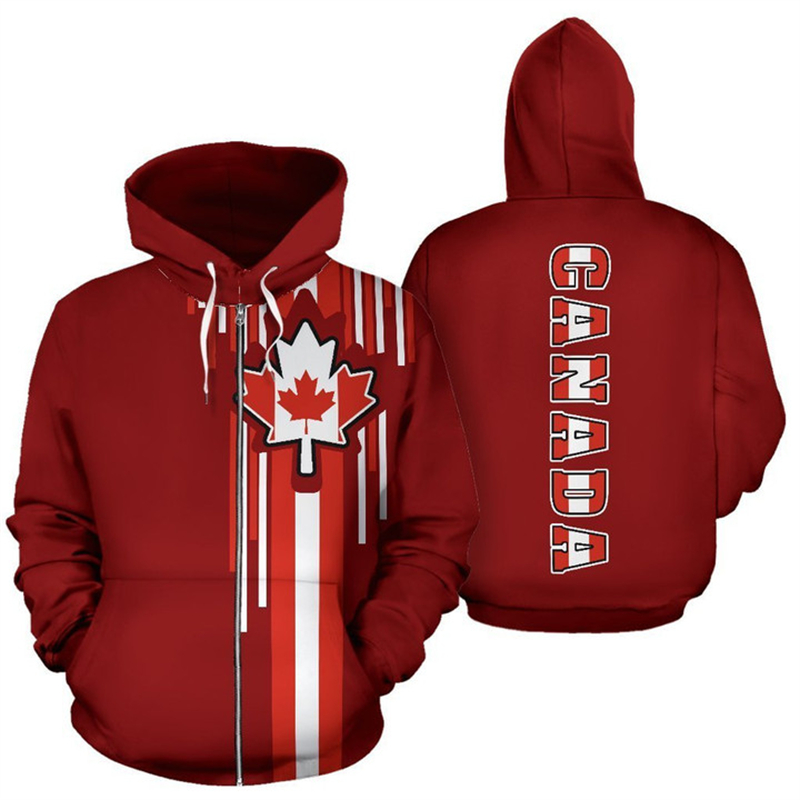 Street Fashion Canada - Kanada Flagge 3d Gedruckt Zip Up